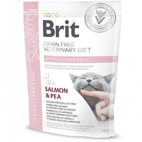 Корм сухой Brit Grain Free VetDiet Cat Hypoallergenic для котов с пищевой аллергией и непереносимостью с лососем и горохом