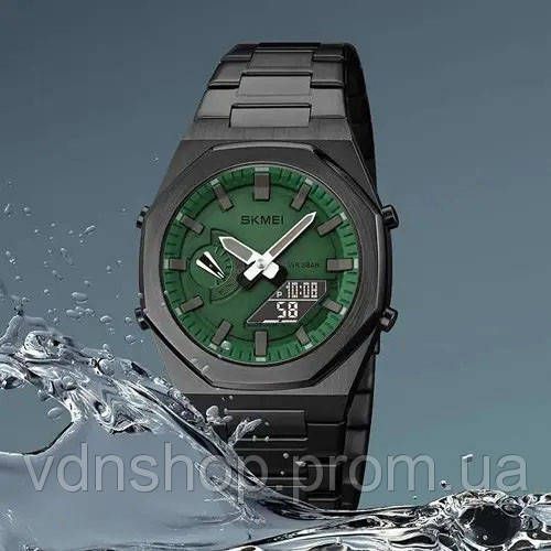 Повседневные кварцевые наручные мужские часы SKMEI 1816BKGNBK Мужские часы стильные для мужчины IA-79 | Зображення 8