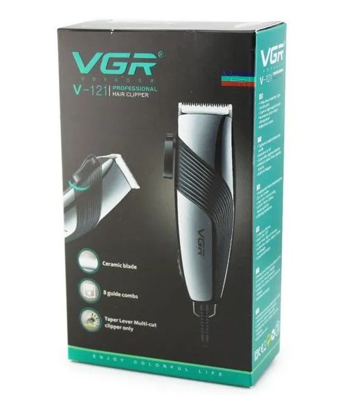 Профессиональная машинка VGR V-121 проводная машинка для стрижки волос керамическое лезвие 8 насадок | Зображення 9