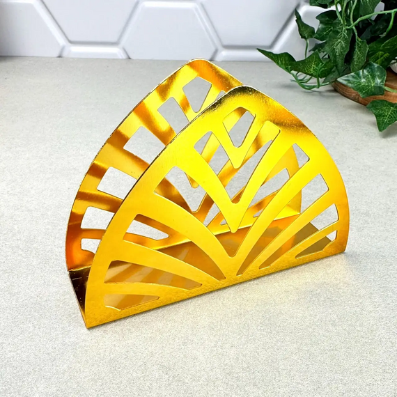 Салфетница GK-4423 настольная из металла 13×9.5×4.3 см подставка для бумажных салфеток Золотистый | Зображення 3