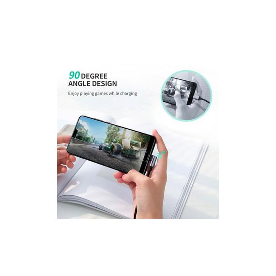 Дата кабель USB 2.0 AM to USB-C 0.5m 3A US284 90° corner black UGREEN (50940) | Зображення 1