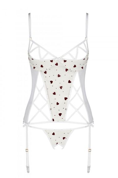 Корсет с подвязками, стринги Passion LOVELIA CORSET S/M, white sexstyle | Зображення 10