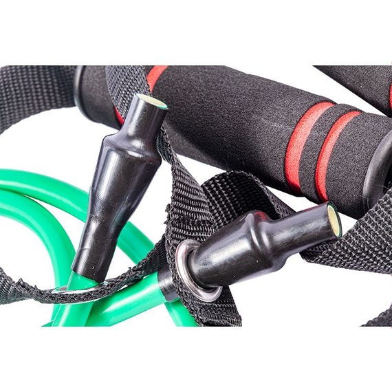 Трубчастий еспандер для фітнесу з ручками U-POWEX Latex resistance tube 20LB Green (9 кг.) | Зображення 1