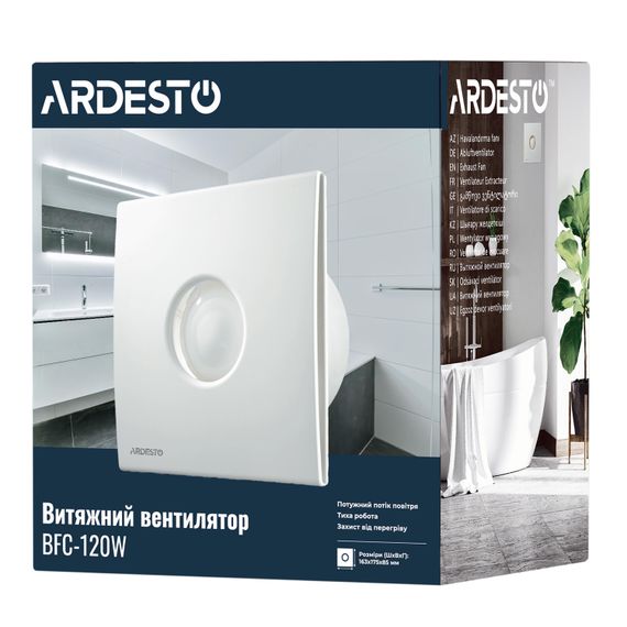 Витяжний вентилятор ARDESTO BFC-120W 20 Вт, 120 м3/г, 2300 об./хв., 33 дБ, білий (BFC-120W) | Зображення 7