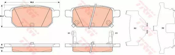 Гальмівні колодки дискові SUZUKI Swift/SX4/Vitara R 10, TRW (GDB3529)