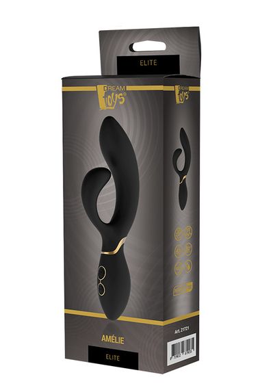 Вібромасажер кролик Dream Toys ELITE AMELIE LUXXE, Черный, Розмір посилки : 9,00 х 26,00 х 5,00 | Зображення 1