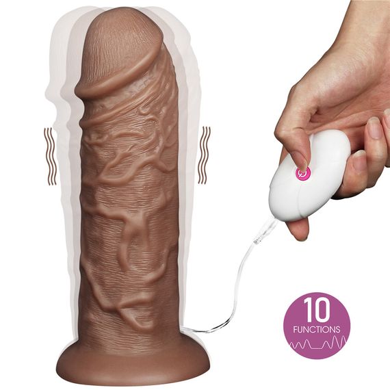 Реалістичний вібратор - King-Sized Realistic Chubby Vibrating Dildo 10.5" Brown Sex Aura | Зображення 3