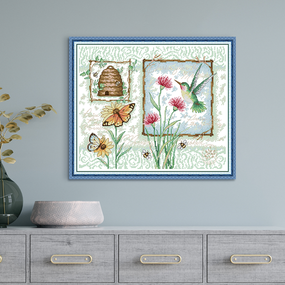 Набір для вишивання за нанесеною на канву схемою "Flowers Nectar and Lnsects". AIDA 14CT printed 38*33 см | Зображення 9