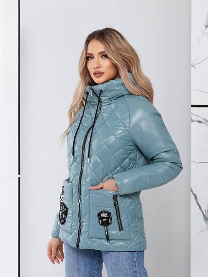 Жіноча стьобана куртка з блиском, арт.504, світло зелений | Зображення 3