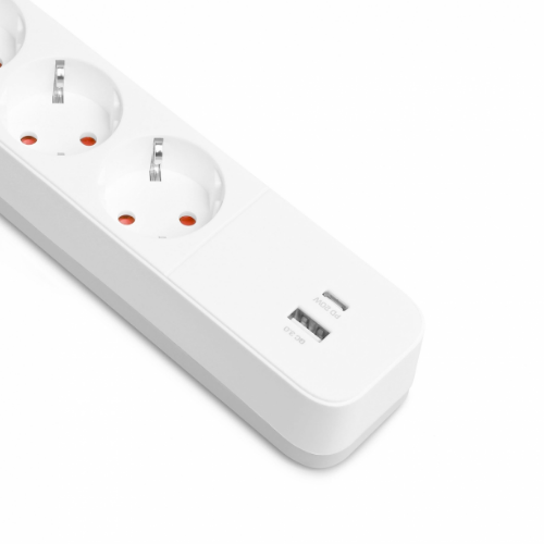 Мережевий подовжувач із заземленням 4 розетки/1USB-A/1Type-C 3м з кнопкою білий VF-PD43G1QC1PD-W Oncord Videx | Зображення 8