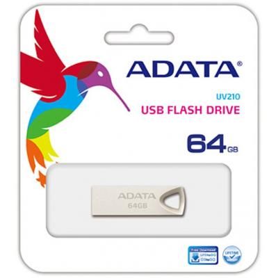 USB флеш накопичувач ADATA 64GB UV210 Metal Silver USB 2.0 (AUV210-64G-RGD) | Зображення 2