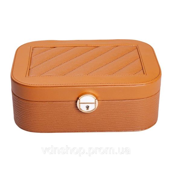 Скринька для прикрас з еко шкіри 2 яруси із замком органайзер для ювелірних виробів HP-5-1BR | Зображення 4