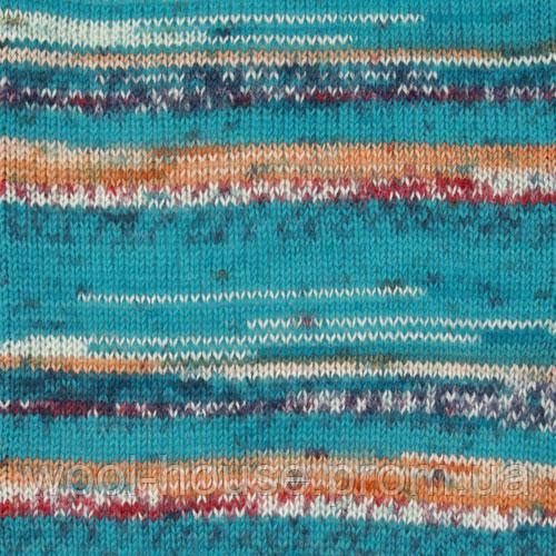 Шкарпеткова пряжа Drops Fabel - Print, 162 blue sea