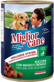 Влажный корм Migliorcane для собак с кусочками говядины и овощами 6шт*405г