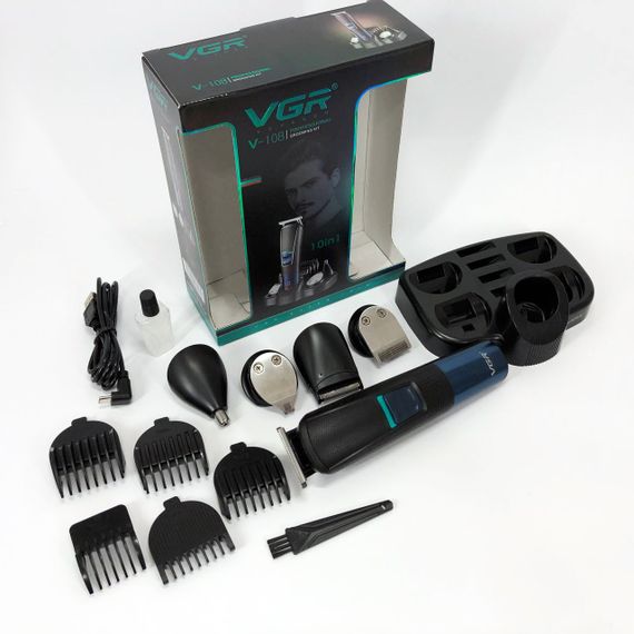Машинка для стрижки волосся VGR V-108 тример машинка для стрижки 10 в 1, Професійна електробритва | Зображення 6