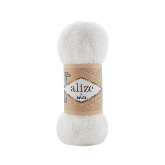 3 SEASON Три Сезони No 55 білий Пряжа Alize мохер нитки для в'язання
