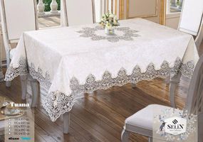 Велюровая скатерть Selin Tuana 160х300 Кремовый