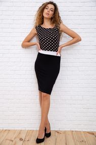 Коротка пряма сукня, чорного кольору в горох, 167R099