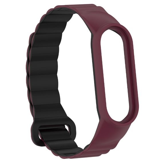 Ремешок Dual-color Magnetic для Xiaomi Mi Band 7/6/5/4/3 Plum / Black | Зображення 2