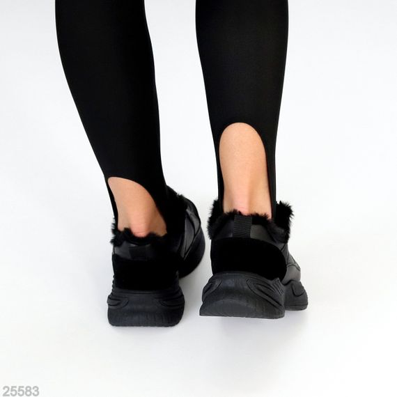Комбіновані зимові прогулянкові чорні кросівки | Зображення 5