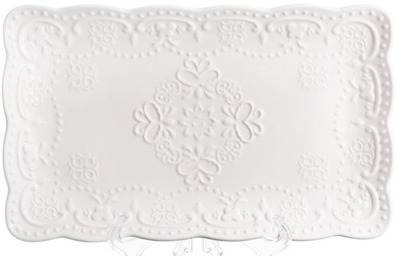Блюда сервіровочні порцелянові (набір 2 штуки) "Біле Мереживо" 26х15см