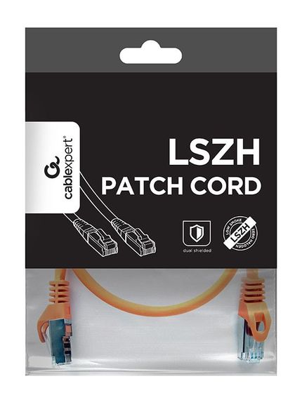 Патч корд Cablexpert PP6A-LSZHCU-O-1M, S/STP, литий, 50u" штекер із фіксатором, 1 м, помаранчевий | Зображення 1