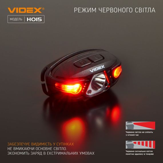 Ліхтарик LED налобний 330Lm 5000К чорний VLF-H015 Videx | Зображення 7