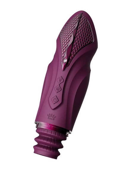 Компактна смарт секс-машина Zalo – Sesh Velvet Purple, 2 насадки, пульт ДК, кристал Swarovski | Зображення 2