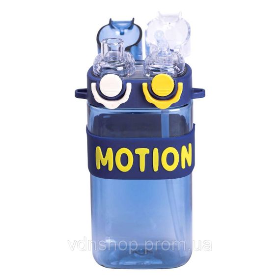 Пляшка для води з трубочкою 550 мл спортивна пластикова пляшка для тренувань Синя HP-14-49BL | Зображення 2