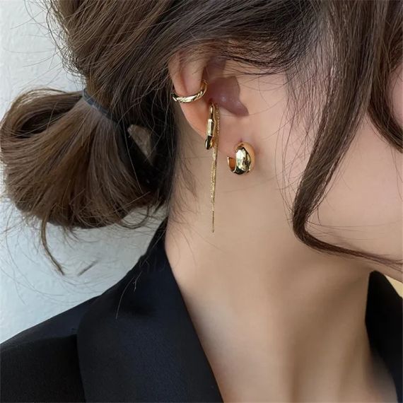 Сережки + кафа золотистого кольору | Зображення 1