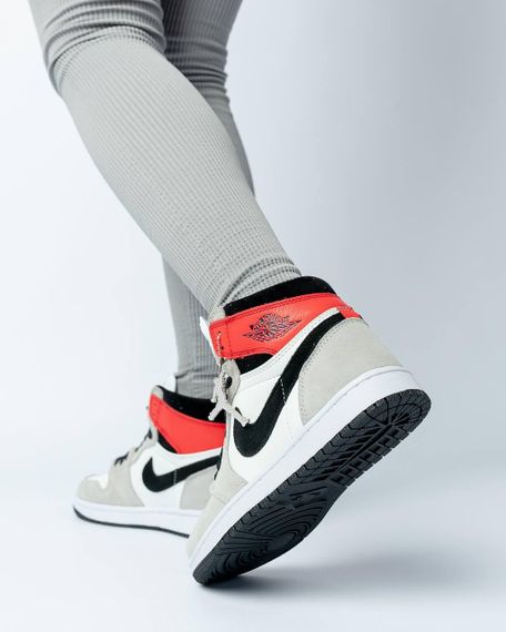 Жіночі кросівки N-ike Air Jordan 1 High Grey Black Red , В'єтнам , весна / літо / осінь | Зображення 3