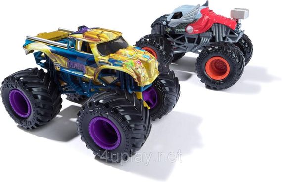 Подарунковий набір металевих монстр-траків Monster Jam Marvel Тор, Танос | Зображення 2