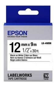 Картридж с лентой Epson LK4WBN принтеров LW-300/400/400VP/700 Standard Black/White 12mm/9m (C53S654021)