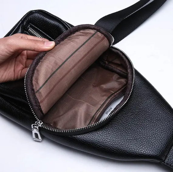 Сумка слинг мужская нагрудная из экокожи Jeep Коричневая | Зображення 3