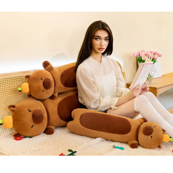 М'яка інтер'єрна подушка іграшка Капібара Батон 90 см, для обіймів, зручна подушка у формі тварини | Зображення 4