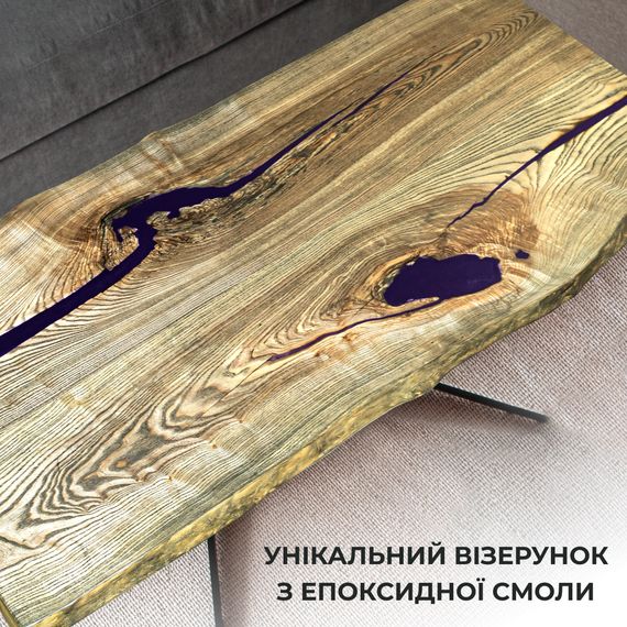 Стіл "Базовий" із натурального ясеня та епоксидної смоли 130х65 см | Зображення 2