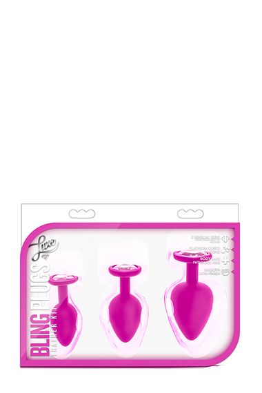 Набір анальних пробок LUXE BLING PLUGS TRAINING KIT PINK, Розовый/Прозрачный | Зображення 1