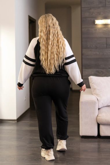 Женский спортивный костюм весна-осень свитшот и джоггеры GF7125 цвет черный, размер 54/56 | Зображення 3