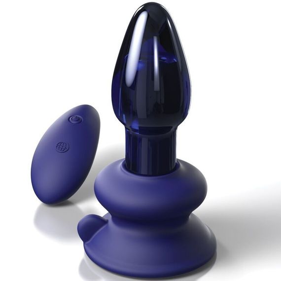 Стеклянная анальная вибропробка с пультом Pipedream Icicles синяя Sex Aura | Зображення 1