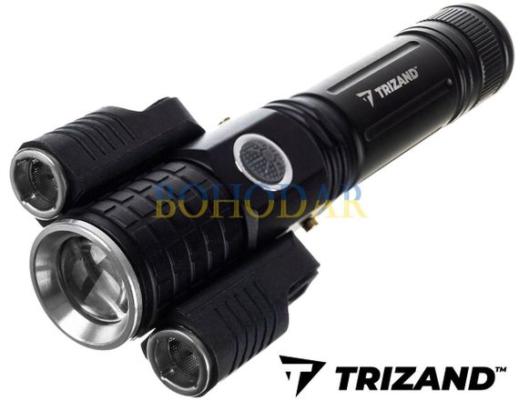 Ліхтарик ліхтар фонарик 2/1 TRIZAND L18369 тактичний +2xXPE 2 БІЧНІ ЛІХТАРІ CREE T6 USB Польща! | Зображення 1