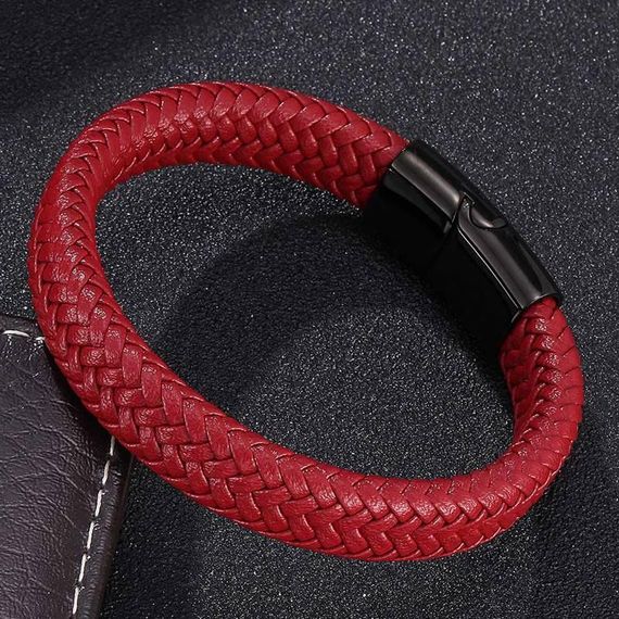 Мужской кожаный браслет Primo Rock Lux 22 - Red | Зображення 2