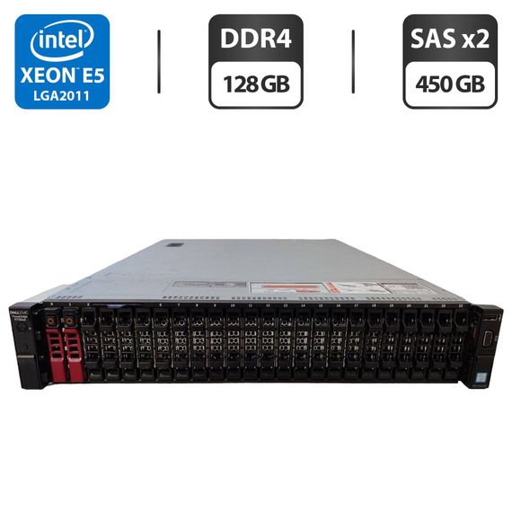Сервер Dell PowerEdge R730xd 24SFF 2U Rack / 2x Intel Xeon E5-2690 v4 (14 (28) ядер по 2.6 - 3.5 GHz) / 128 GB DDR4 / 2x 450 GB SAS / Matrox G200eR2 / 2x 750W б/в | Зображення 1