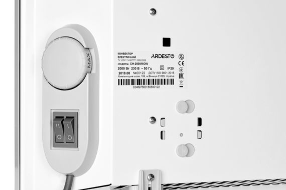 Конвектор Ardesto напольный/настенный 2,0 кВт, площадь обогрева 20 кв.м., Белый (CH-2000MOW) | Зображення 4