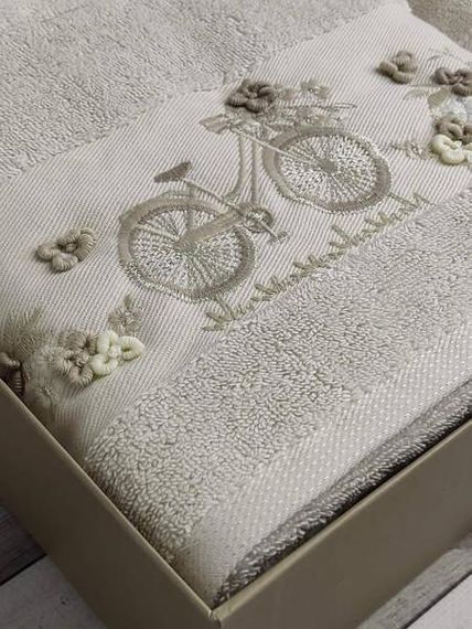 Полотенца Pupilla Elanur bike bej Пенье набор 2шт