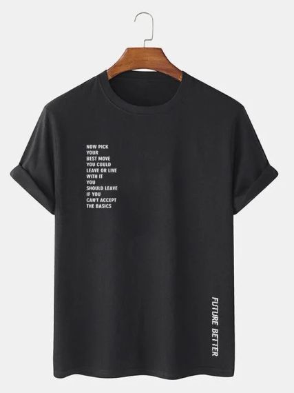 Футболка мужская с принтом повседневная S Черная