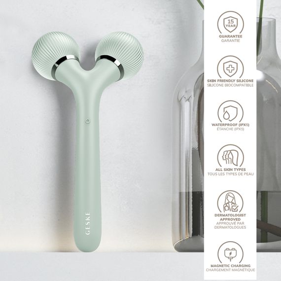Електронний ультразвуковий ролик для обличчя та тіла GESKE Sonic Facial&Body Roller 4в1 green | Зображення 2