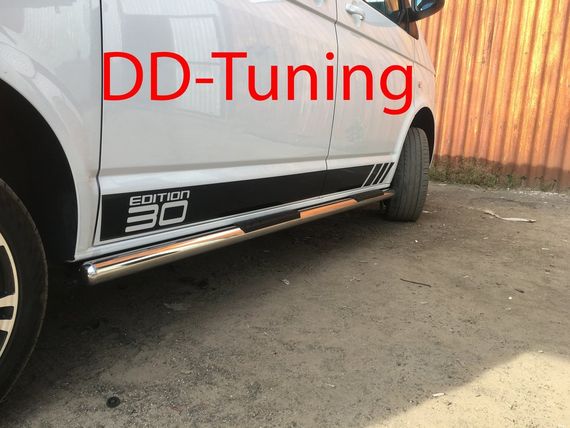Боковые трубы BB002 (2 шт, нерж) 70мм, Длинная база для Volkswagen T5 2010-2015 гг | Зображення 3