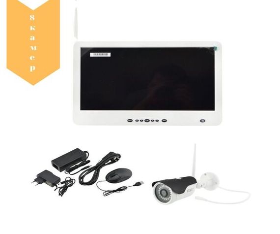 Комплект відеоспостереження бездротової DVR KIT Full HD XPRO CAD-1308 LCD 13.3" WiFi 8ch набір на 8 камери | Зображення 1