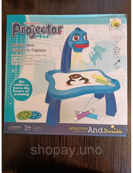Блакитний Дитячий стіл проектор для малювання з підсвічуванням Projector Painting 24 Деталі | Зображення 5