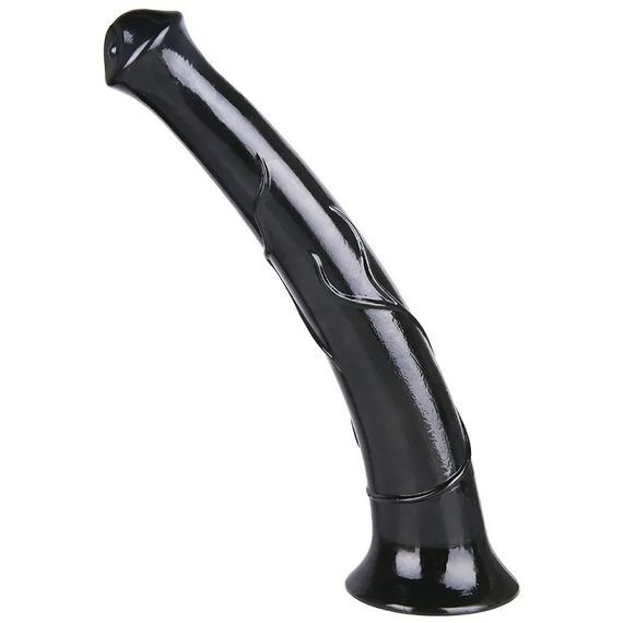 Реалістичний кінський фалоімітатор чорного кольору з присоскою (40*6 см) | Зображення 1